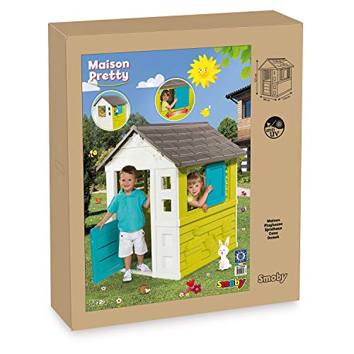 Smoby Pretty II - Casita Infantil, Color Verde, Azul y Gris (810710)