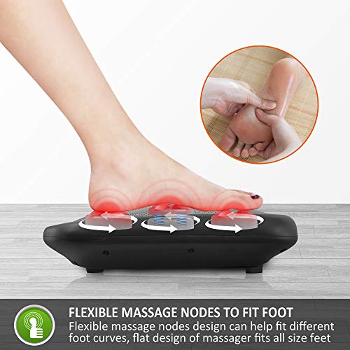 Snailax 2 en 1 masajeador de pies Shiatsu con calor, nudos de masaje flexibles para todos los tamaños de pies, calentador de pies, analgésico eléctrico