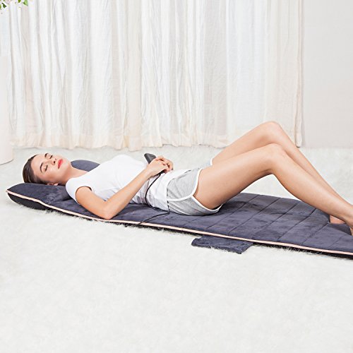 SNAILAX Colchón de masaje térmico con 10 motores vibrantes - 4 cojines de masaje terapéutico, masaje de cuerpo completo Dolores musculares relajantes SL363-ES