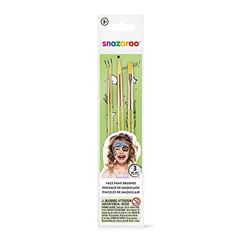 Snazaroo - Set de 3 pinceles para pintura facial, color verde