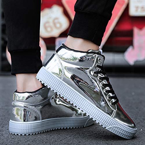 Sneakers Alte - Zapatos Casuales para Hombre y Mujer - Routinfly - Zapatillas Deportivas de Colores a la Moda - Zapatos de Discoteca con Purpurina - Zapatos Casuales Altos