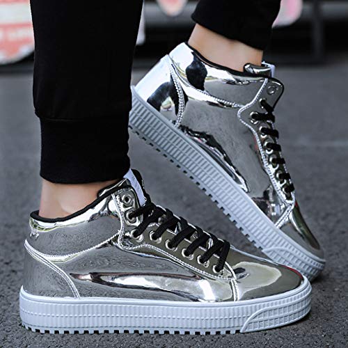 Sneakers Alte - Zapatos Casuales para Hombre y Mujer - Routinfly - Zapatillas Deportivas de Colores a la Moda - Zapatos de Discoteca con Purpurina - Zapatos Casuales Altos