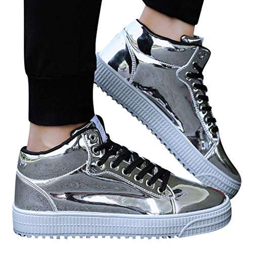 Sneakers Alte - Zapatos Casuales para Hombre y Mujer - Routinfly - Zapatillas Deportivas de Colores a la Moda - Zapatos de Discoteca con Purpurina - Zapatos Casuales Altos