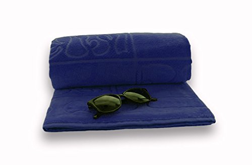 SO MY HOME - Toalla de playa de terciopelo, algodón puro, talla XXL 100 x 200 cm, diseño de tortugas, algodón (Azul marino)