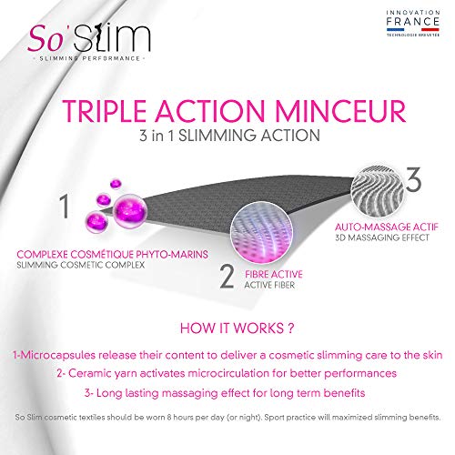 So Slim – Shorty para mujer – Anti celulitis reafirmante y efecto push Up – Tecnología francesa Cosméto Ceremic Negro M