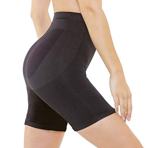So Slim – Shorty para mujer – Anti celulitis reafirmante y efecto push Up – Tecnología francesa Cosméto Ceremic Negro M