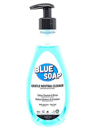 SOAP - Jabón Neutro Suave (500ml) tattoo microblading micro Para Tatuajes, Jabón Neutro Para Cuidar, Hidratar Y Cicatrizar Los Tatuajes (Blue Soap)