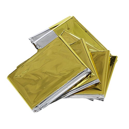 SODIAL(R) Manta de emergencia, Plata y oro, Tamano medio (210*140cm)