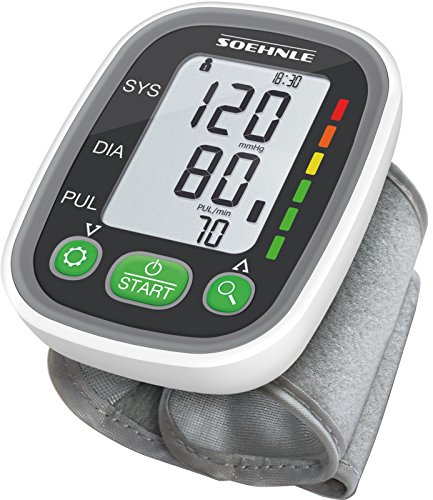 SOEHNLE Systo Monitor 100 - Tensiometro de muneca, ritmo cardiaco, presion arterial, sensor de movimiento, color gris