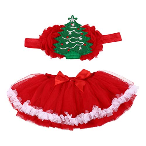 SOIMISS Falda Tutú de Navidad para Bebé Mi Primer Traje de Navidad con Diadema de Árbol de Navidad Faldas Suaves para Recién Nacidos para Niños Pequeños Accesorios de Disfraz de Santa de