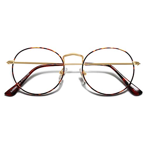 SOJOS Gafas de Filtro de Luz Azul para Computador Lentes Antireflejantes para Mujer Ojo de Gato Marco de metal SJ5024 Con Marco Carey