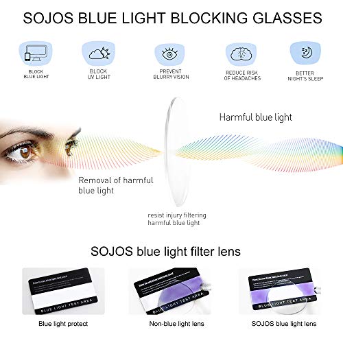 SOJOS Gafas de Filtro de Luz Azul para Computador Lentes Antireflejantes para Mujer Ojo de Gato Marco de metal SJ5027 She Young Con Marco Dorado Rosado