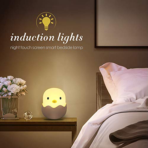 solawill Luz Nocturna Bebé Lámpara LED Silicona Toque Lámpara de Noche USB Recargable Lámpara de Cartoon Polluelo Animal para mesita de noche o estantería, Regalo para los Niños