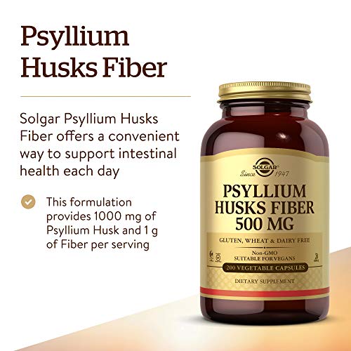 Solgar Fibra de cáscaras de Psyllium 500 mg Cápsulas vegetales - Envase de 200