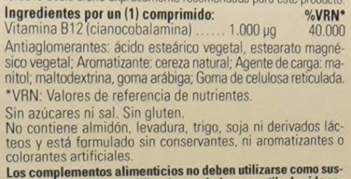 Solgar Vitamina B12, Comprimidos Masticables, Reduce el Cansancio, Ayuda a Liberar la Energía de los Alimentos, Activa la Vitalidad, Apto para Veganos, 100 Unidades