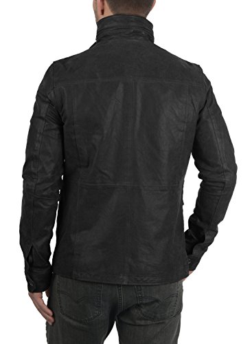 !Solid Lash Chaqueta Cazadora De Piel para Hombre con Cuello Alto De Cuero Real, tamaño:M, Color:Black (9000)