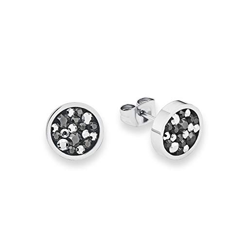 s.Oliver para Mujer, Pendientes de Swarovski redondos, 10 mm, de acero inoxidable y cristal 567190