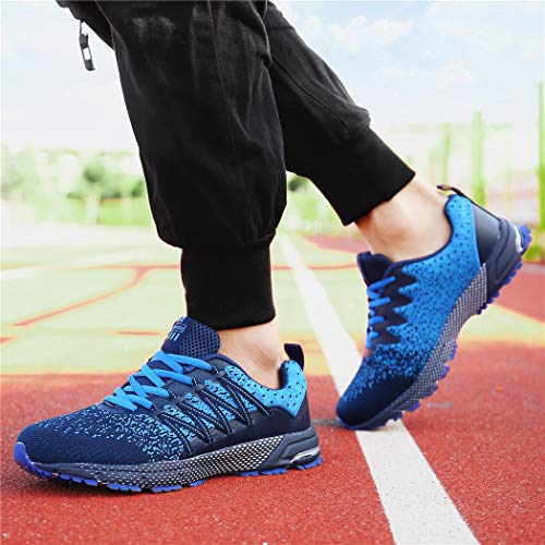 SOLLOMENSI Zapatillas de Deporte Hombres Running Zapatos para Correr Gimnasio Sneakers Deportivas Padel Transpirables Casual Montaña 42 EU A Azul