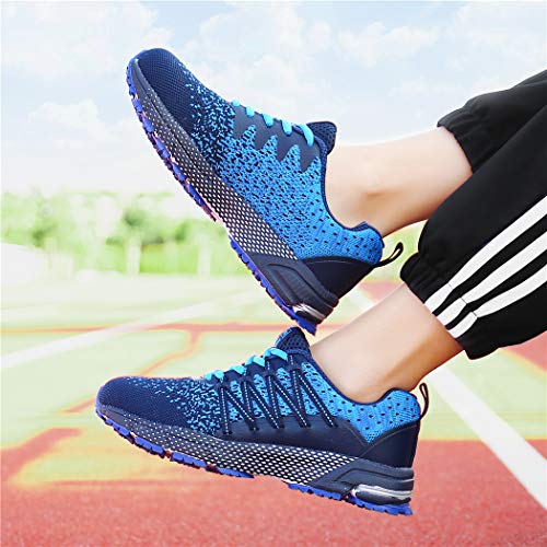 SOLLOMENSI Zapatillas de Deporte Hombres Running Zapatos para Correr Gimnasio Sneakers Deportivas Padel Transpirables Casual Montaña 42 EU A Azul