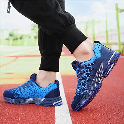 SOLLOMENSI Zapatillas de Deporte Hombres Running Zapatos para Correr Gimnasio Sneakers Deportivas Padel Transpirables Casual Montaña 42 EU A Azul
