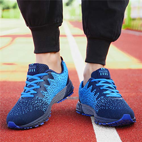 SOLLOMENSI Zapatillas de Deporte Hombres Running Zapatos para Correr Gimnasio Sneakers Deportivas Padel Transpirables Casual Montaña 45 EU A Azul