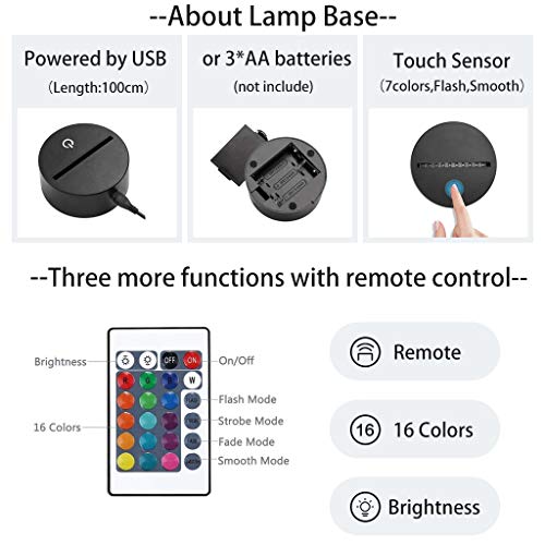 (Solo 1) Lámpara de cabeza de águila de 7 colores, luces de noche LED visuales en 3D para niños, mesa táctil USB, Lampara Lampe, luz de noche para dormir para bebés, luz bonita