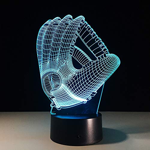 (Solo 1) nueva lámpara de mesa de guantes de béisbol 7 colores cambiantes lámpara de escritorio lámpara 3d novedad luces de noche Led luz Led DropShip