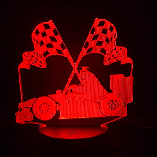 Solo 1 pieza Lámpara 3D Sensor táctil Bandera única Coche multicolor para oficina Lámpara de luz nocturna Led Usb para atmósfera acrílica infantil