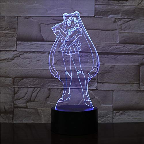 Solo 1 pieza USB 3D LED luz de noche decoración niños regalos para bebés chica anime japonesa Sailor Moon lámpara de mesa mesita de noche