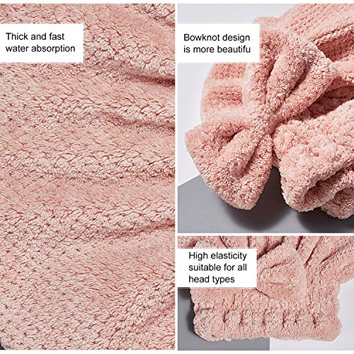 Sombrero Cabello Secas, wisdom1674eu Sombrero de Pelo de Secado Rápido Súper Absorbente, Lindo Bowknot, Cabezal de Baño de Toalla Suave, Baño de Ducha para Mujeres, Niñas y Niños 3 Piezas