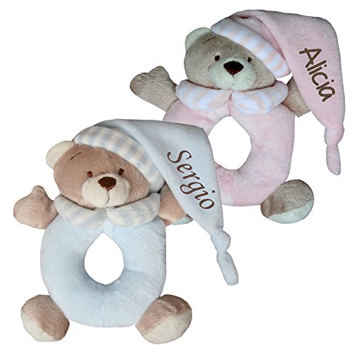 Sonajero Personalizado Dormilón, color Rosa, Azul o Gris.