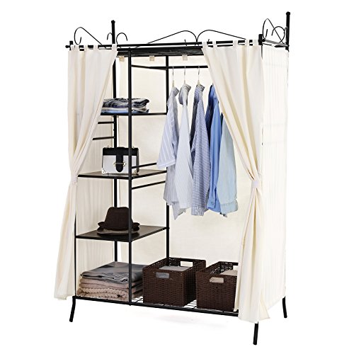 SONGMICS Armario de Metal Barnizado Ropero con Funda de Tela 170 x 58 x 108 cm RTG03H