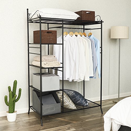 SONGMICS Armario de Metal Barnizado Ropero con Funda de Tela 170 x 58 x 108 cm RTG03H