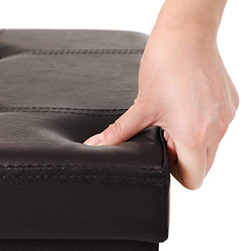 SONGMICS Baúl, Puff, Taburete para Almacenaje Plegable, Carga Máxima de 300 kg, 76 x 38 x 38 cm, Marrón LSF40Z
