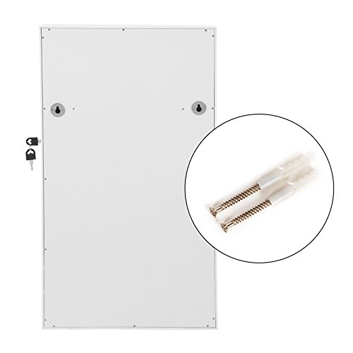 SONGMICS Espejo Joyero Colgante, Armario para Bisuterías Montado en Pared, con Imán y Llaves, Blanco JBC51W