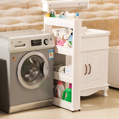 SONGMICS Estante para Hogar y Baño, Carrito de Cocina, Estantería de Cocina con 4 Niveles, 102,5 cm, Blanco KFR04W