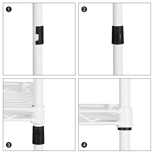 SONGMICS Estante para Horno de Microondas, Soporte Organizador de 2 Niveles para el Mostrador de la Cocina, con 2 Estantes Ajustables y 8 Ganchos, Blanco LGR20WT