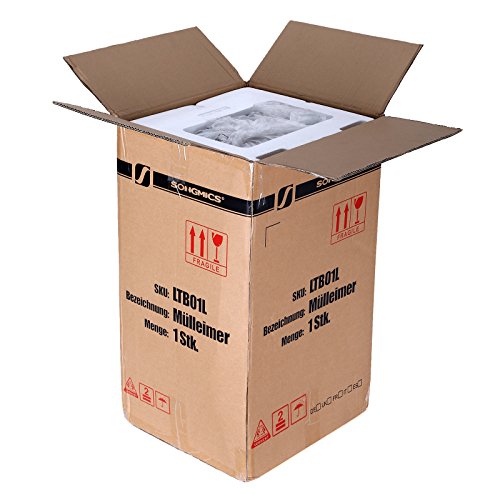 Songmics LTB01L Cubo de Basura con Pedal, Acero Inoxidable, 30L, Cuerpo plateado, Cubeta negra