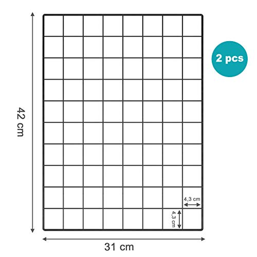 SONGMICS Paneles de Rejilla, Pared de Muestra de Fotos, Decoración Mural de Malla Metálica, Bricolaje, Colgante de Pared, Gancho en S, Clip, Cordón de Cáñamo, Juego de 2, Negro LPP01H