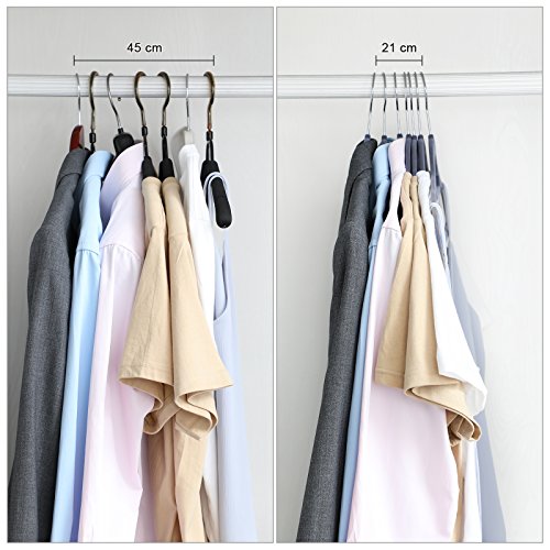 SONGMICS - Perchas de Terciopelo, 20 Unidades, 0,6 cm de Grosor, para Trajes, Chaquetas, con Superficie Antideslizante y Dos Muescas, Gancho Giratorio 360°, Gris Claro CRF20VX