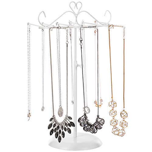 SONGMICS Soporte y expositor de joyas, Árbol para joyas de metal, para Collares, Pulseras, Pendientes, Regalo para seres queridos, Blanco JJS04WT