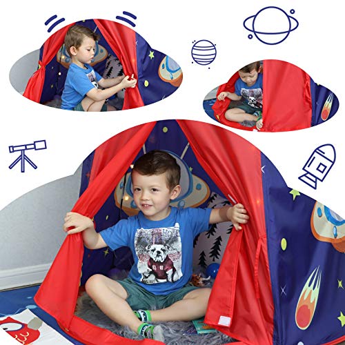 SONGMICS Tienda de Campaña Infantil, Carpa Infantil Plegable, Casa de Juegos para Interiores y Exteriores, Pop-up Portátil, Tienda con Bolsa de Transporte, Regalo para Niños, Azul LPT01BU