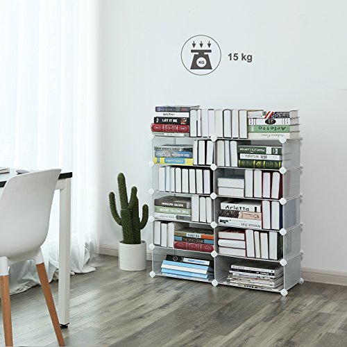 SONGMICS Zapatero con 10 Cubos, Estantería con Estantes de Malla de Metal, Armario Modular para Zapatos, Organizador Multiusos, Blanco LPL25W