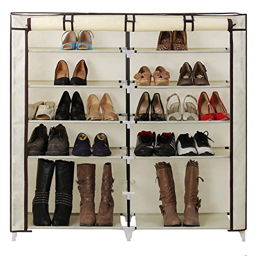 SONGMICS Zapatero de 7 Niveles con Tapa Antipolvo, Armario para Zapatos, Organizador para Armario, para 36 Pares de Zapatos, en Salón, Dormitorio, Vestíbulo, Beige RXJ12M