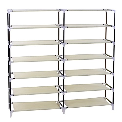 SONGMICS Zapatero de 7 Niveles con Tapa Antipolvo, Armario para Zapatos, Organizador para Armario, para 36 Pares de Zapatos, en Salón, Dormitorio, Vestíbulo, Beige RXJ12M