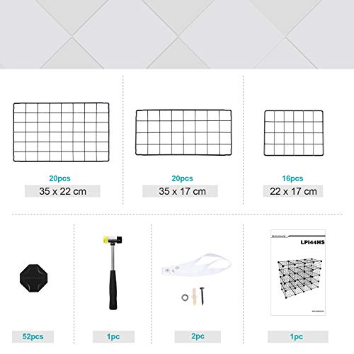 SONGMICS Zapatero Modular con 15 Cubos, Rejilla de Alambre de Metal, Estantería de Almacenamiento de Bricolaje, Organizador de Zapatos de Enclavamiento para el Dormitorio vestíbulo Negro LPI44HS