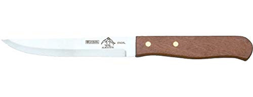Sonpó Online - Cuchillo de mesa con mango de Madera Natural, de 11 cm. - Pack de 6 cuchillos, hojas de acero inoxidable