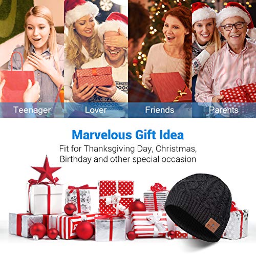 SOOFUN Regalos Originales para Hombre y Mujer Gorro Bluetooth - Bluetooth 5.0 Gorro Bluetooth, Gorro de Invierno con Auriculares Bluetooth Inalámbricos, Apto para Ciclismo, Trotar, Esquí (BZ-3)