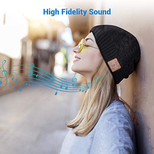 SOOFUN Regalos Originales para Hombre y Mujer Gorro Bluetooth - Bluetooth 5.0 Gorro Bluetooth, Gorro de Invierno con Auriculares Bluetooth Inalámbricos, Apto para Ciclismo, Trotar, Esquí (BZ-3)