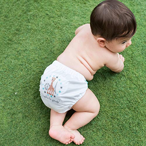 Sophie La Girafe - Pañal de natación reutilizable 2 en 1 y pantalones de entrenamiento para bebés y niñas, tamaño mediano, lápiz rosa corazón